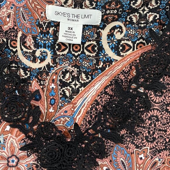 🌙 Skye’s The Limit Boho Paisley Nightgown 3X – Soft Knit, Lace Trim, Luxe Loung - Picture 4 of 6